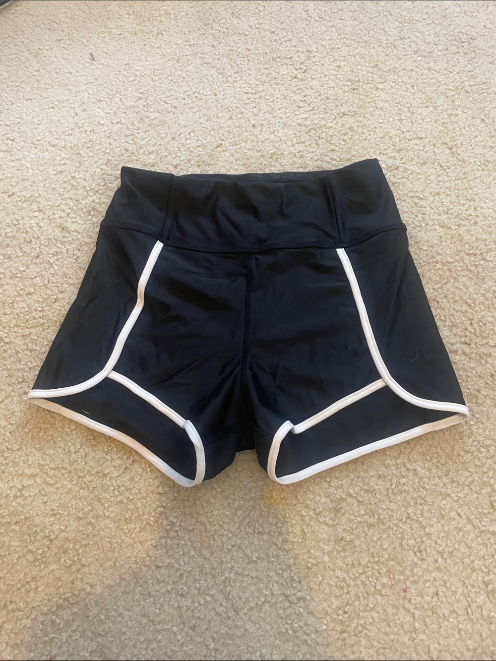 High-Waist Black Athletic Shorts with White Trim
